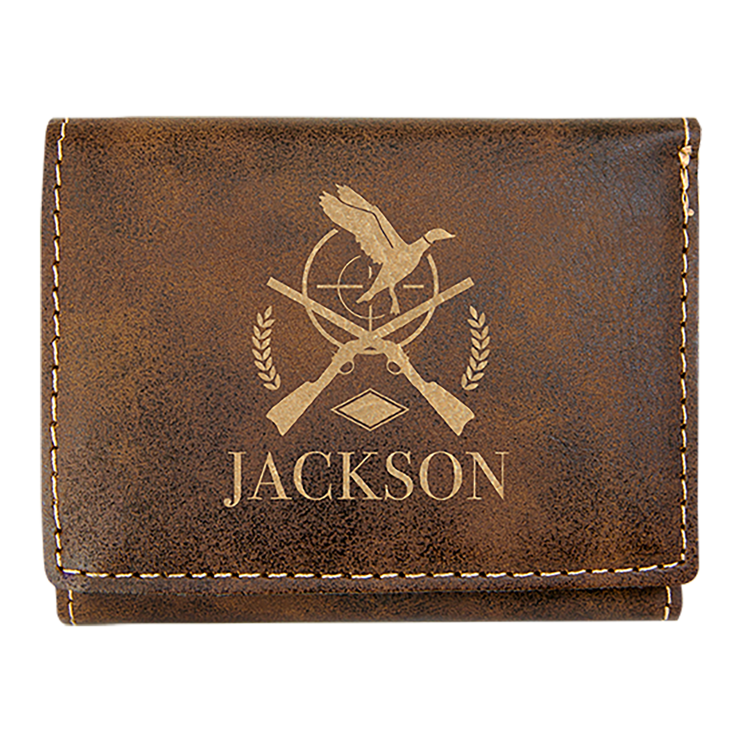 3" x 4" Black/Silver Leatherette Trifold Wallet