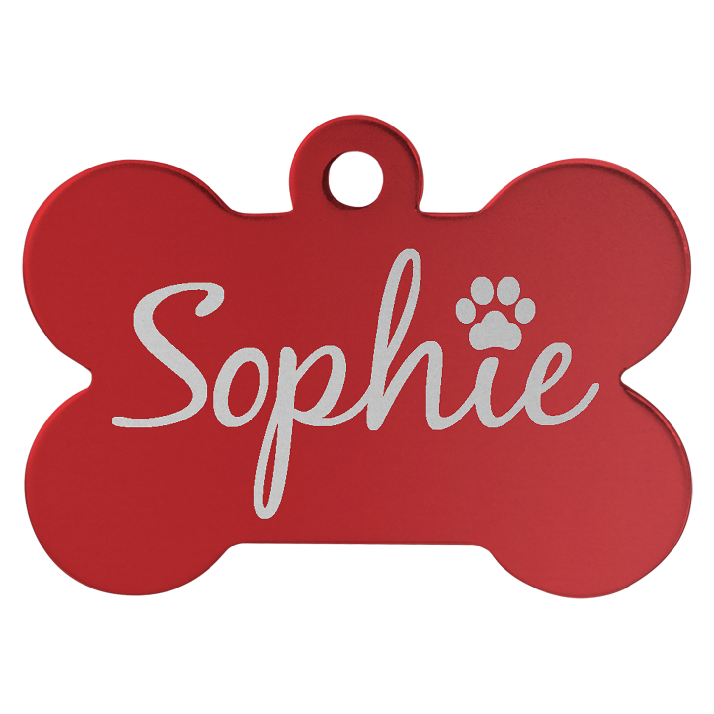 B.O.G.O. SMALL 1 1/4" x 3/4" Red Anodized Aluminum Bone Pet Tag