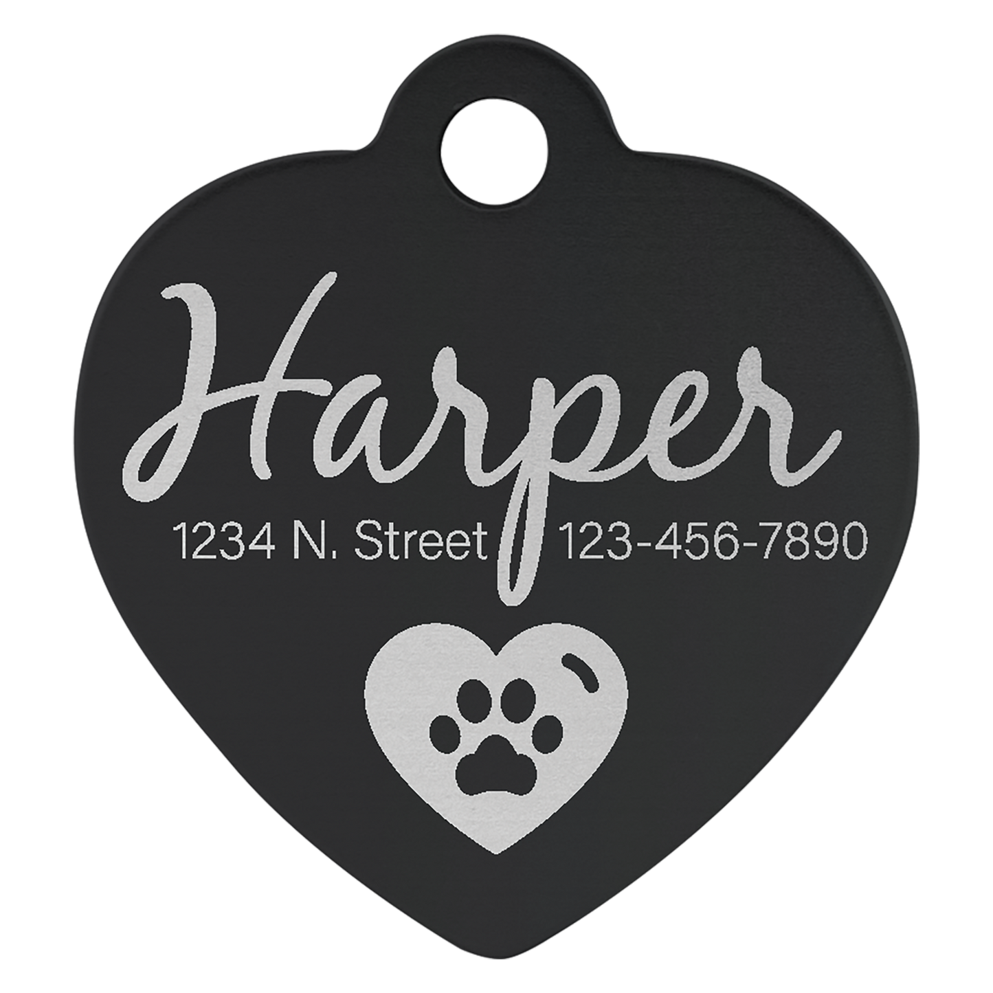 B.O.G.O. SMALL 1" x 1" Black Anodized Aluminum Heart Pet Tag