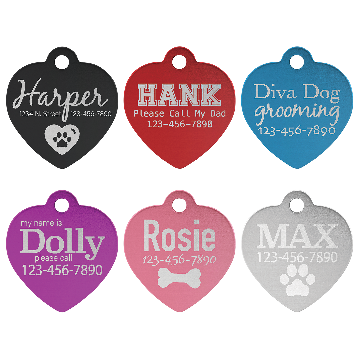 B.O.G.O. SMALL 1" x 1" Black Anodized Aluminum Heart Pet Tag