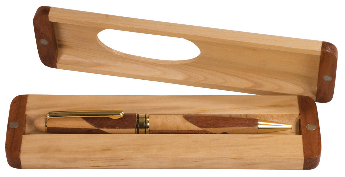 6 3/4" x 1 7/8" Maple/Rosewood Finish Pen Case