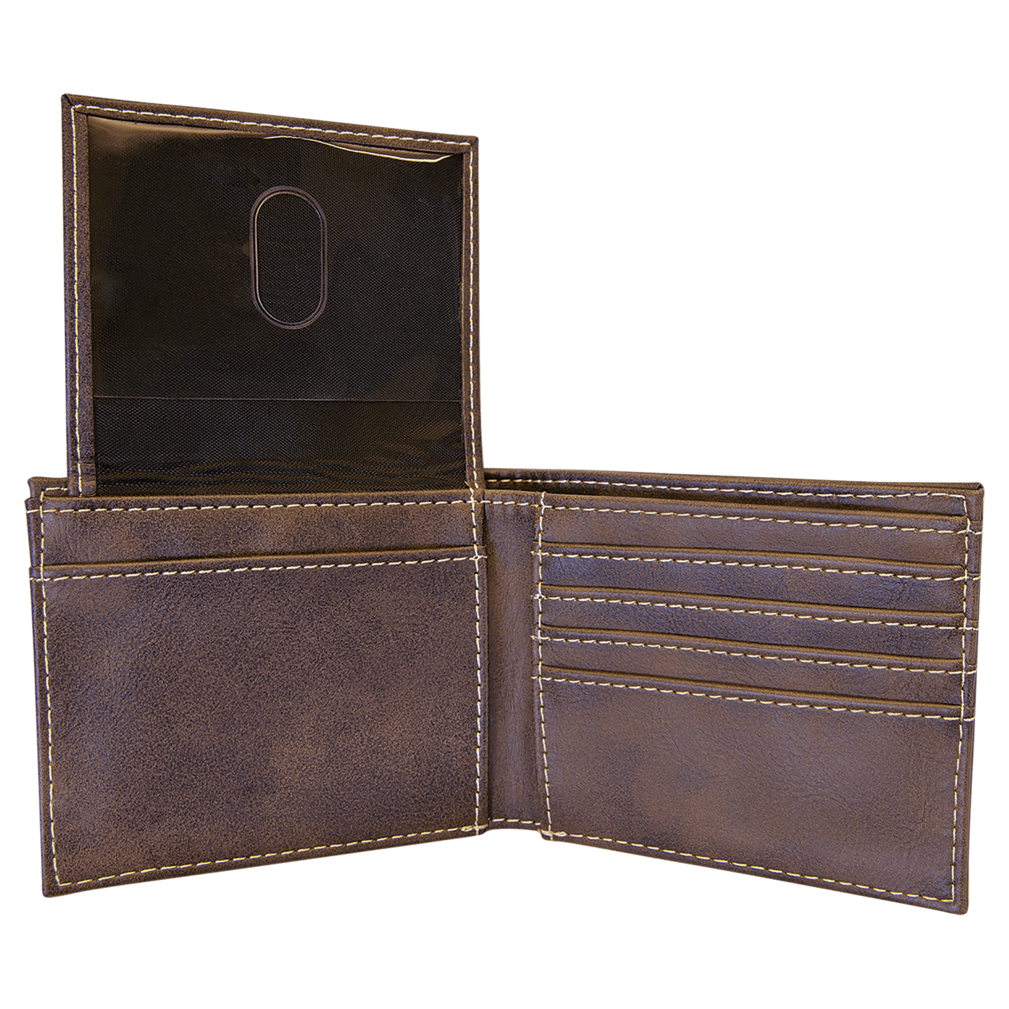 Rustic/Gold Leatherette Bi-Fold Wallet w/Flip ID Display