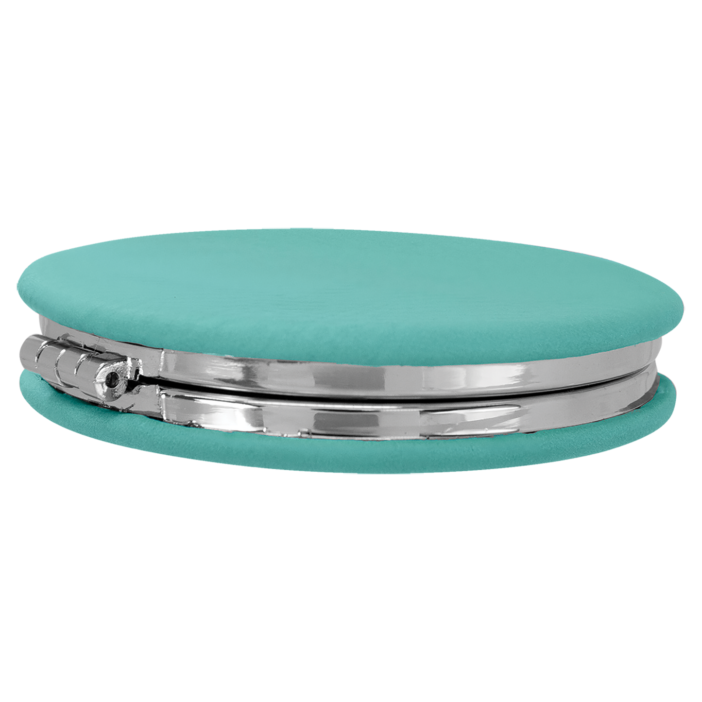 2 1/2" Teal Leatherette Compact Double-Sided Mirror