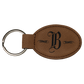 B.O.G.O. 3" x 1 3/4" Dark Brown Leatherette Oval Keychain