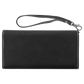 7 1/2" x 4" Black/Silver Leatherette Wallet with Strap