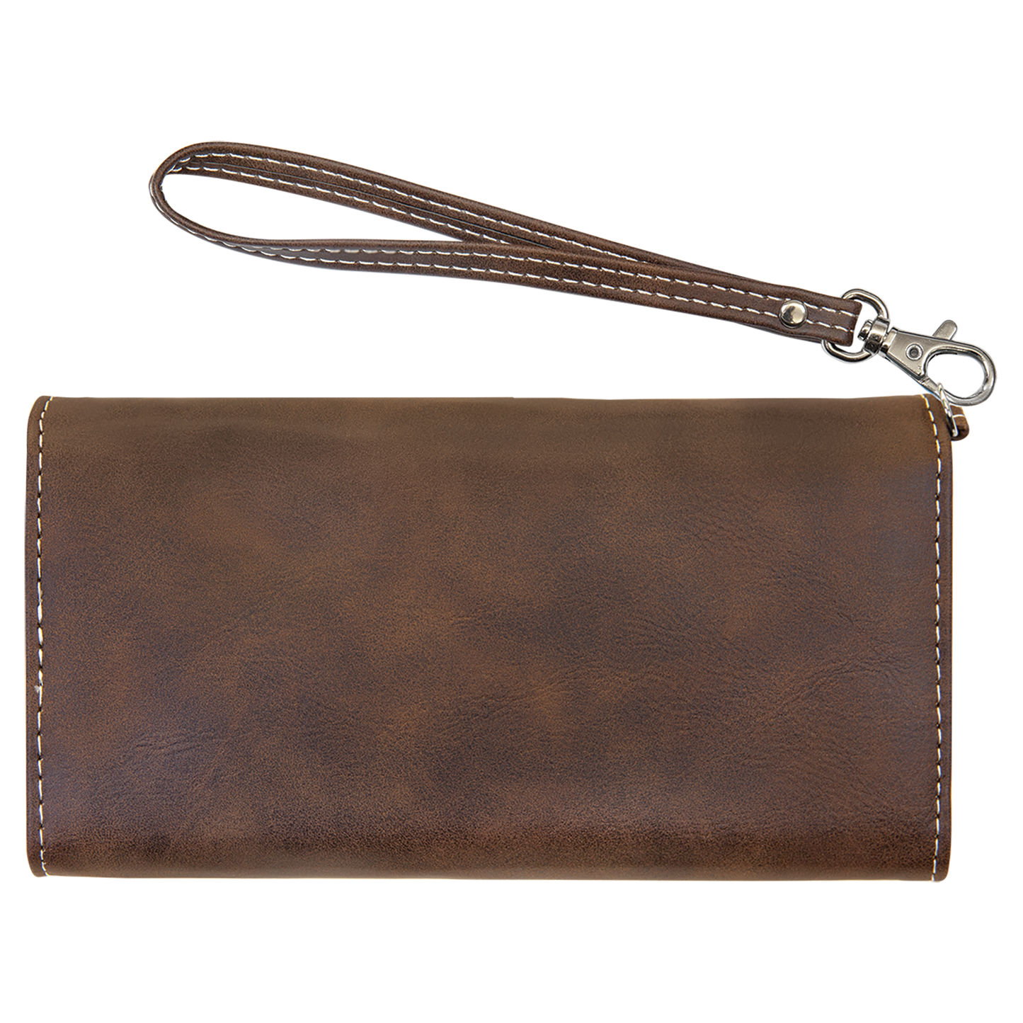 7 1/2" x 4" Rustic/Silver Leatherette Wallet with Strap