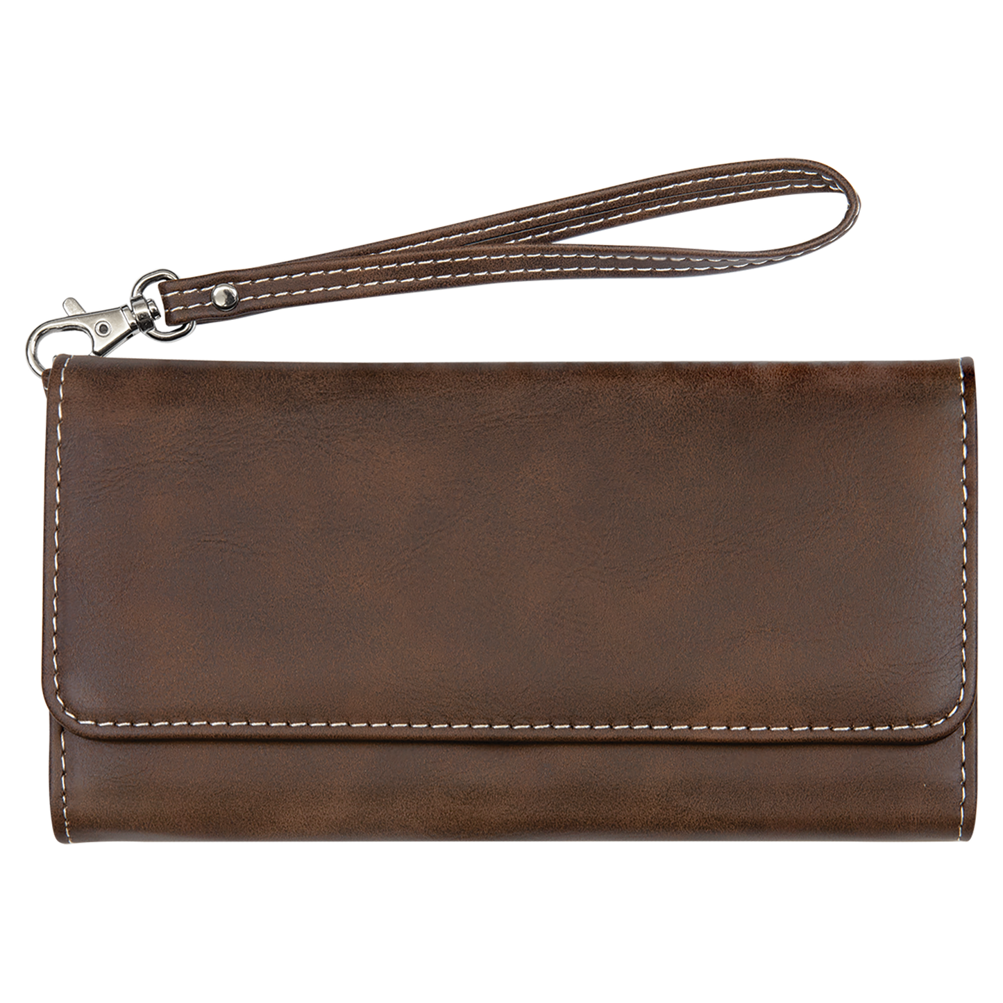 7 1/2" x 4" Rustic/Silver Leatherette Wallet with Strap