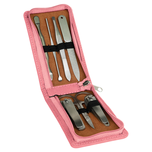 7-Piece Pink Leatherette Manicure Gift Set