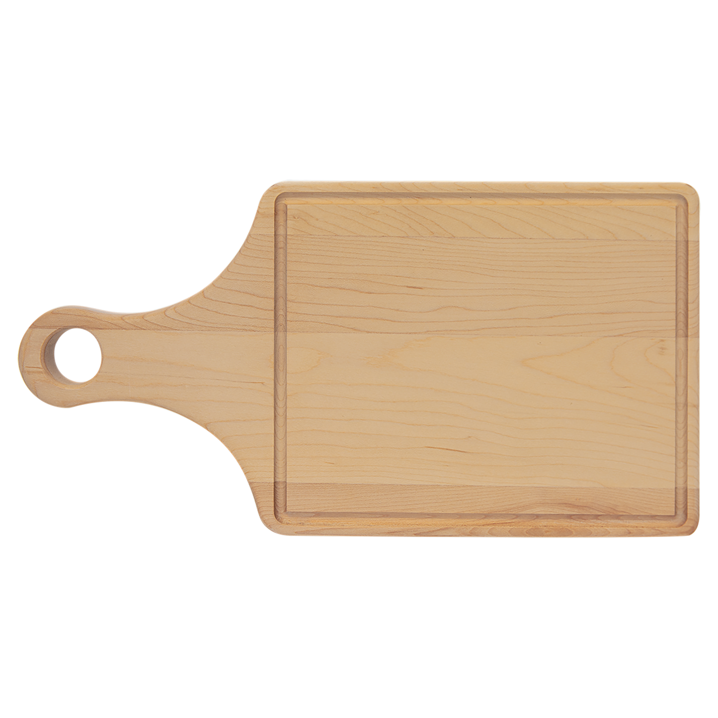 13 1/2" x 7" Maple Cutting Board Paddle Shape with Drip Ring