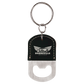 B.O.G.O. Oval Black/Silver Leatherette Bottle Opener Keychain