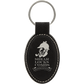 B.O.G.O. 3" x 1 3/4" Black/Silver Leatherette Oval Keychain