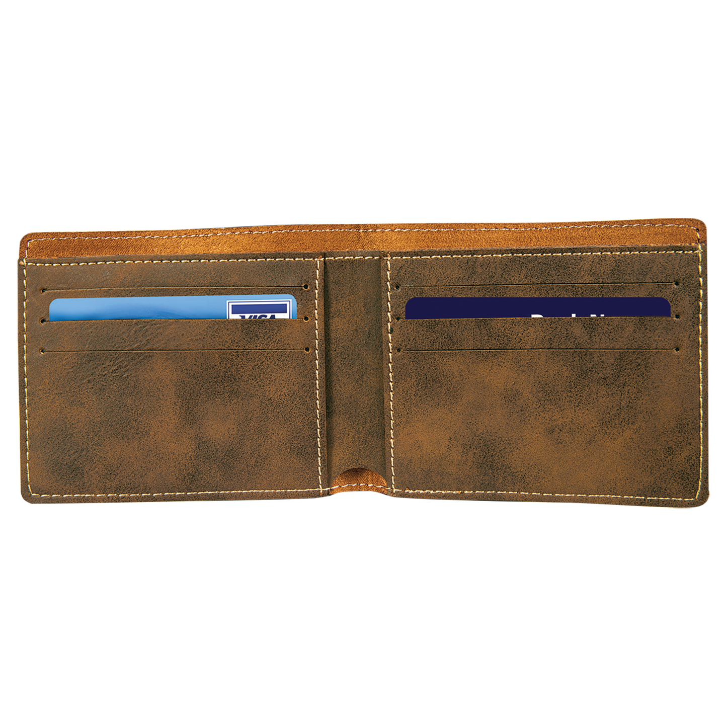 4 1/2" x 3 1/2" Rustic/Gold Leatherette Bifold Wallet (slim)