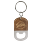 B.O.G.O. Oval Rustic/Gold Leatherette Bottle Opener Keychain