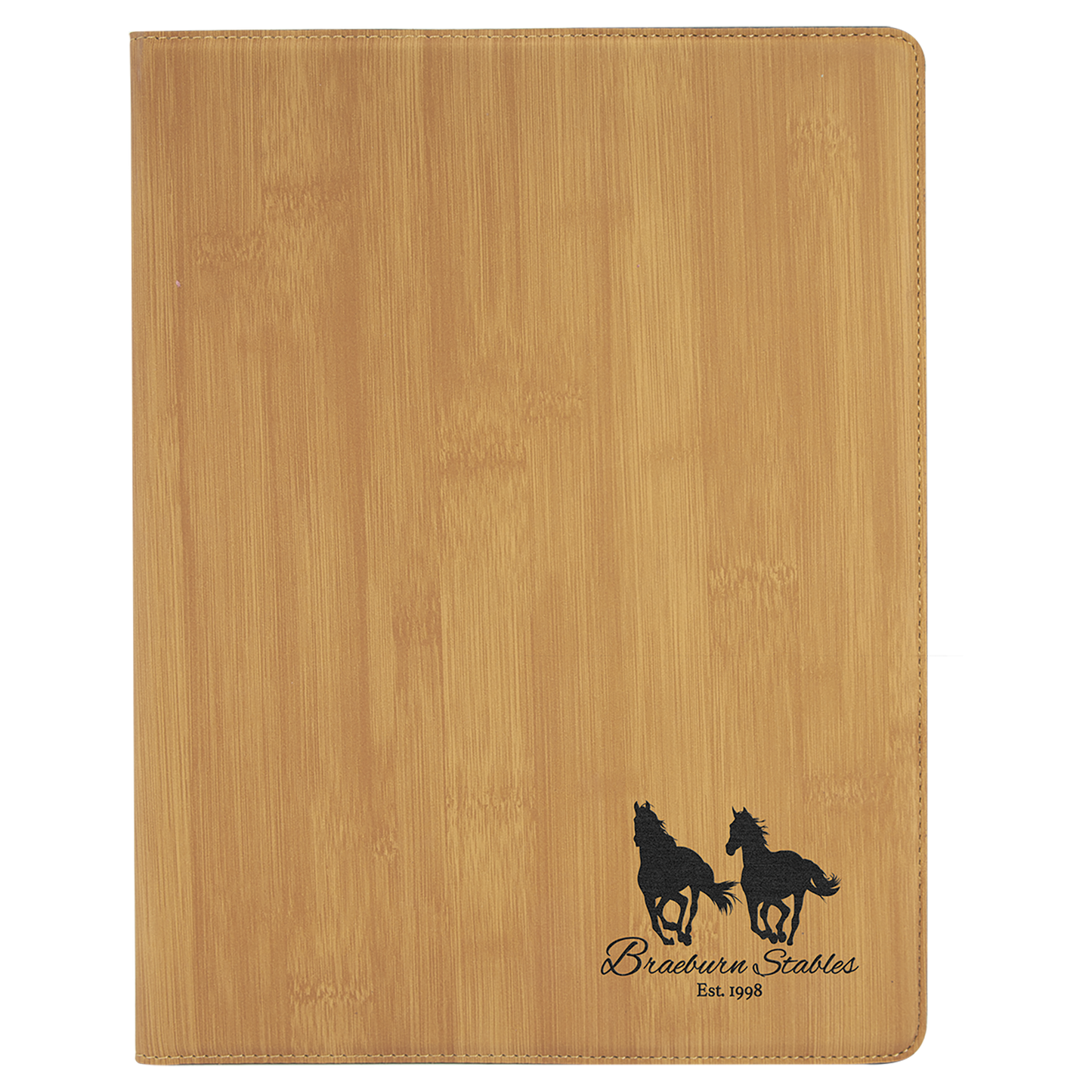 Custom Engraved 9 1/2" x 12" Bamboo Leatherette Portfolio with Notepad