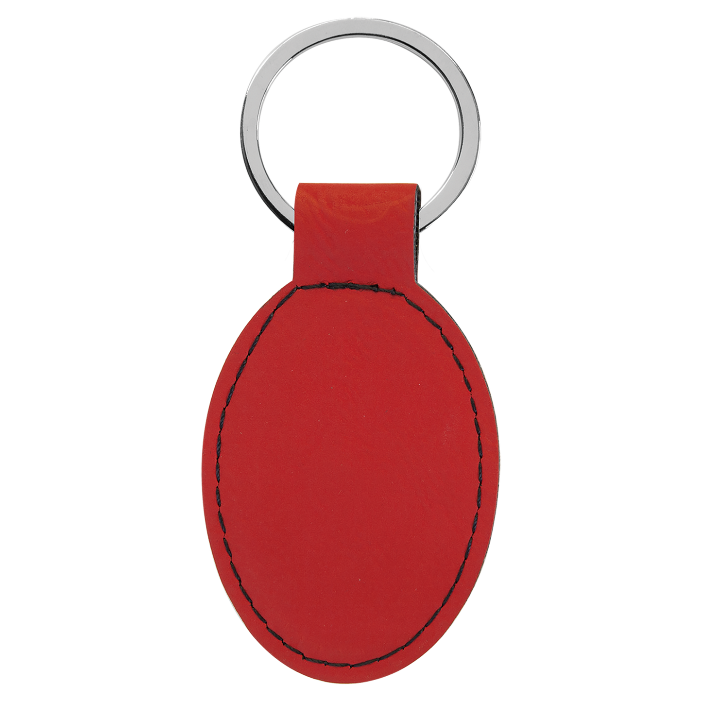 B.O.G.O. 3" x 1 3/4" Red Leatherette Oval Keychain