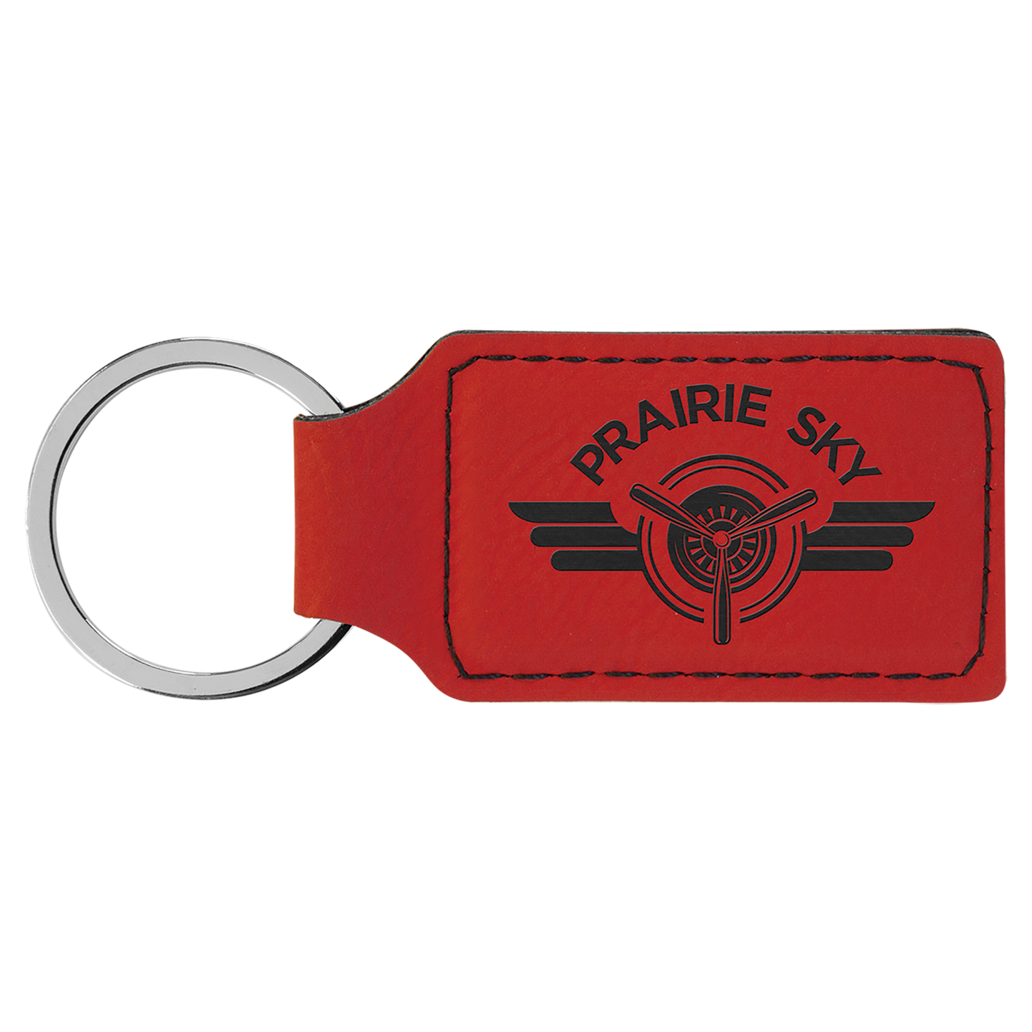 B.O.G.O. 2 3/4" x 1 1/4" Red Leatherette Rectangle Keychain