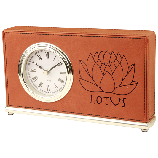 Custom Engraved 7 1/2 Leatherette Desk Clock with Alarm