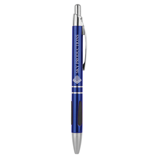 B.O.G.O. Blue with Silver Trim Pen with Gripper
