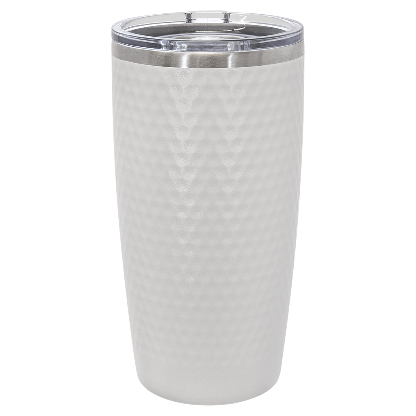 20 oz. White Golf Tumbler with Dimples and Clear Slider Lid