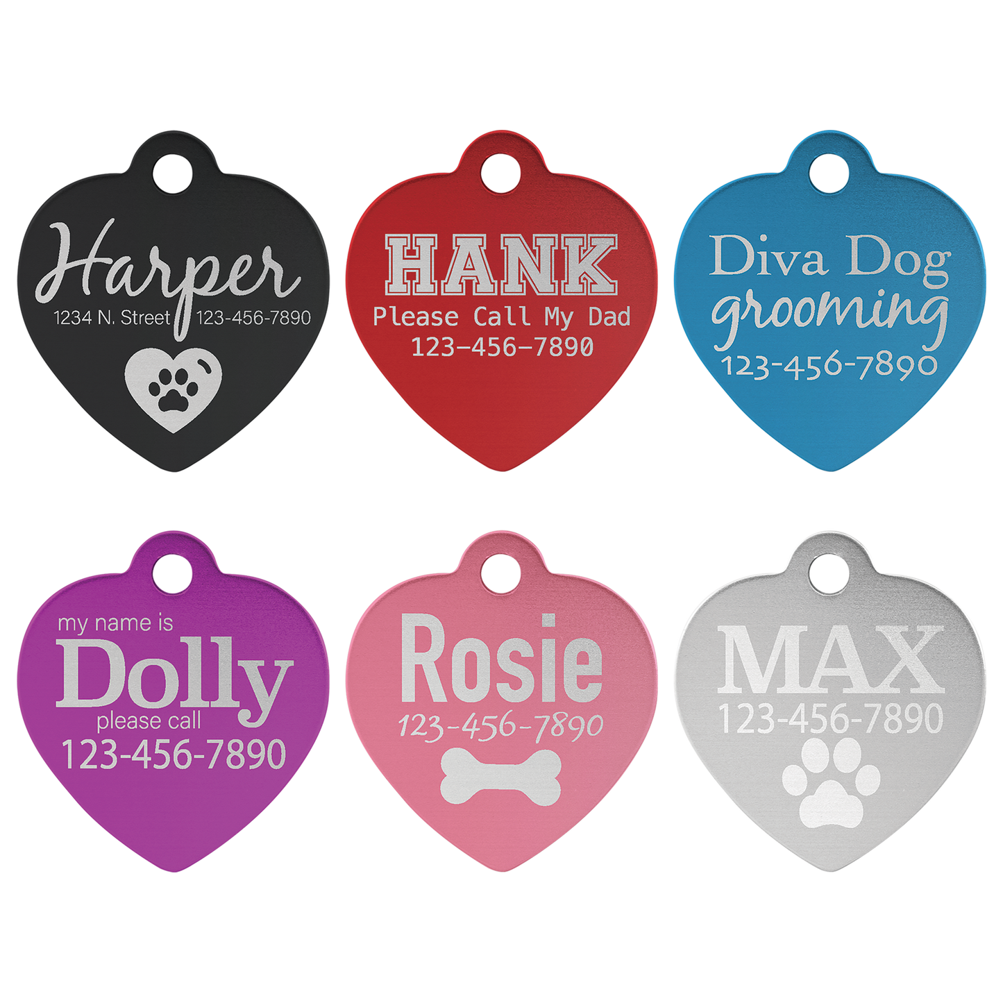 B.O.G.O. SMALL 1" x 1" Pink Laserable Anodized Aluminum Heart Pet Tag